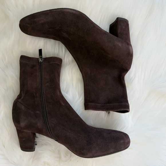 Aquatalia Womens Briana Suede Block Heel Ankle Sock Boots Booties8.5 - Picture 2 of 6